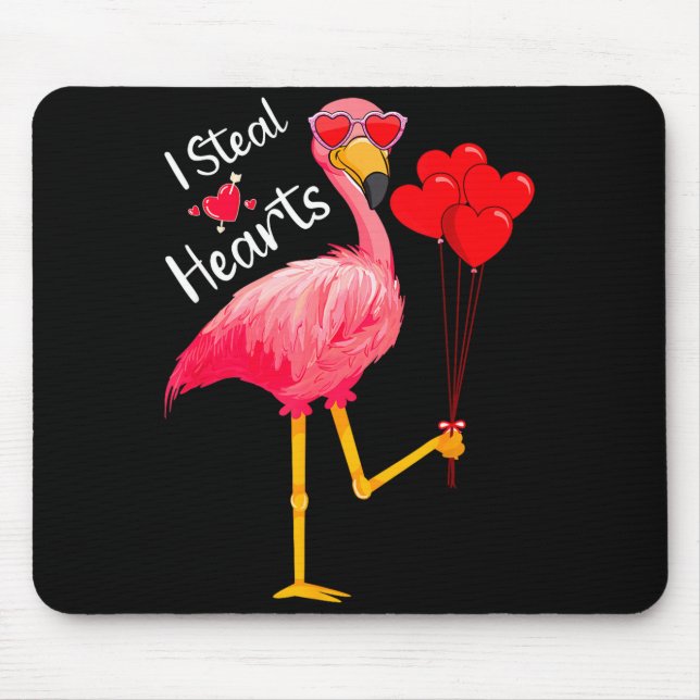 I Steal Hearts Funny Flamingo Lover Valentine's Da Mouse Mat (Front)