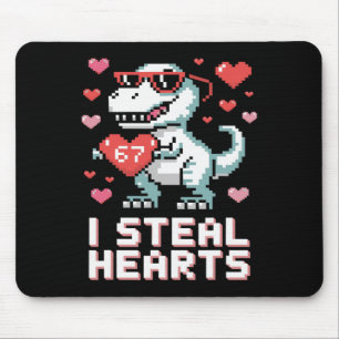 I Steal Hearts Funny T Rex Dinosaur Valentine  Mouse Mat