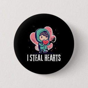 I Steal Hearts Funny Valentines Day Child Stealing 6 Cm Round Badge
