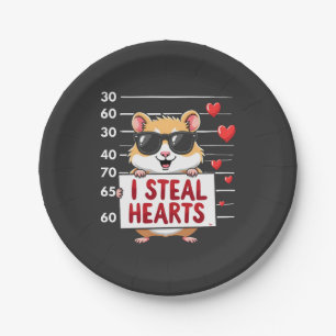 I Steal Hearts Hamster Lover Valentine Day Paper Plate