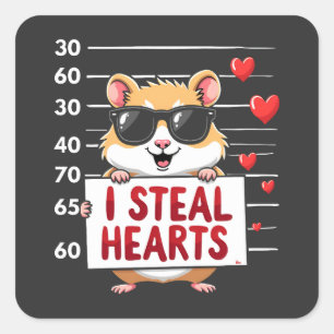 I Steal Hearts Hamster Lover Valentine Day Square Sticker