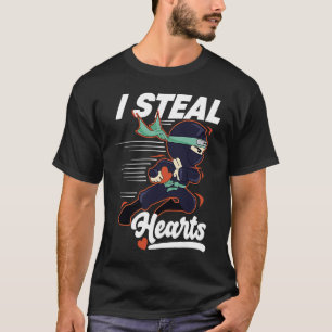 I Steal Hearts Ninja Boys Valentines Day Kids and T-Shirt