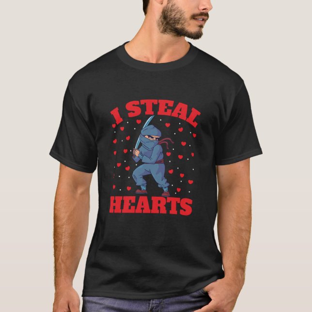 I Steal Hearts Ninja Boys Valentines Day Toddler T-Shirt (Front)