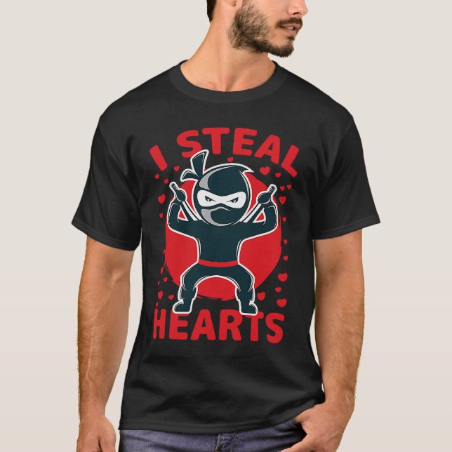 I Steal Hearts Ninja Boys Valentines Day Toddler T-Shirt (Front)
