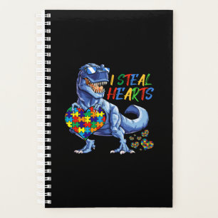 I Steal Hearts Puzzle Autism Awareness Dinosaurs Planner