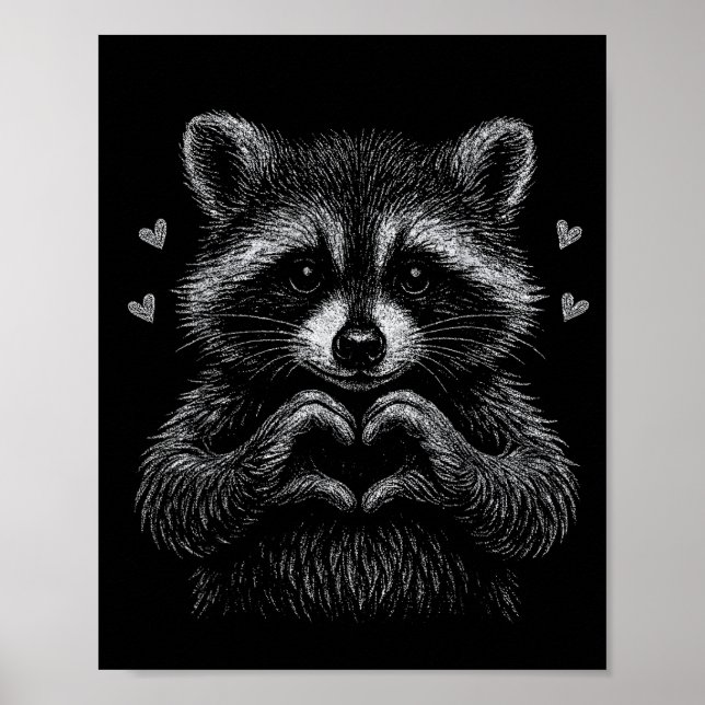 I Steal Hearts Raccoon Valentines Racoon Meme Grap Poster (Front)