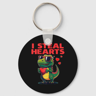 I Steal Hearts T-rex Cute Valentines Day Valentine Key Ring
