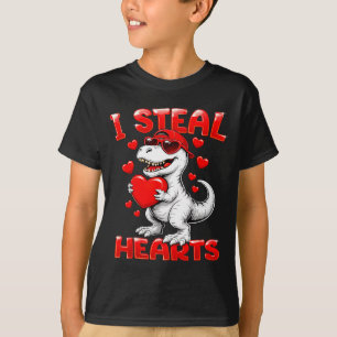 I Steal Hearts T Rex Dinosaur Boy Valentines Day T T-Shirt
