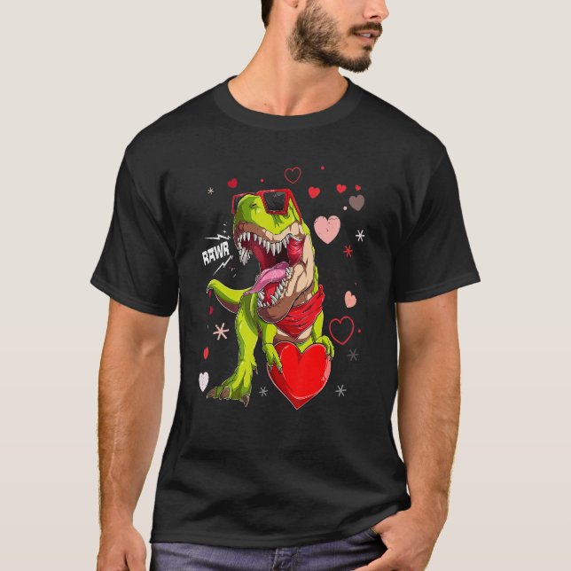I Steal Hearts T rex Dinosaur Valentines Day Men K T-Shirt (Front)