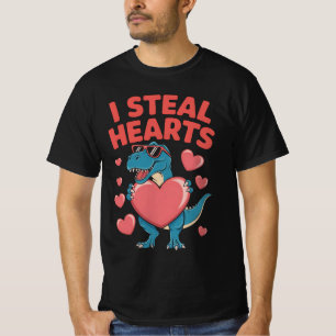 I Steal Hearts T Rex Dinosaur Valentine's Day T-Shirt