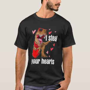 I Steal Hearts T rex Love Dinosaur Valentines Day T-Shirt