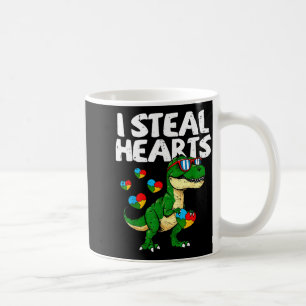 I Steal Hearts T-rex Puzzle Autism Awareness Dinos Coffee Mug