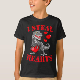 I Steal Hearts T Rex Valentines Day Fun Boys Girls T-Shirt