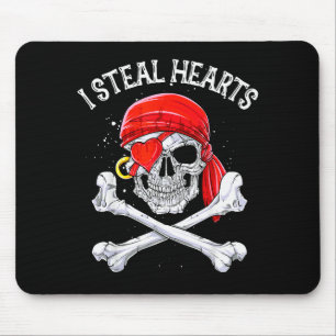 I Steal Hearts T Shirt Valentines Day Pirate Kids  Mouse Mat