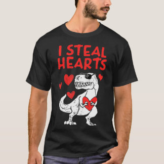 I Steal Hearts Tre Dino Valentines Day Toddler Kid T-Shirt