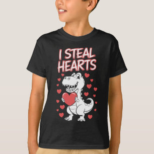 I Steal Hearts Trex Dino Baby Boy Valentines Day T-Shirt