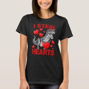 I Steal Hearts Trex Dino Cute Baby Boy Valentines T-Shirt
