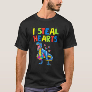 I Steal Hearts Trex Dinosaur Autism Awareness T-Shirt