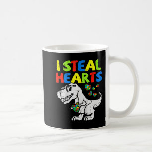 I Steal Hearts Trex Dinosaur Kids Boys Autism Awar Coffee Mug