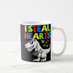 I Steal Hearts Trex Dinosaur Kids Boys Autism Awar Coffee Mug