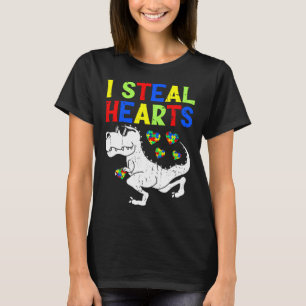 I Steal Hearts Trex Dinosaur Toddler Autism Awaren T-Shirt