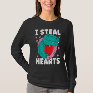 I Steal Hearts Valentines Day Boys Kids Dinosaurs T-Shirt