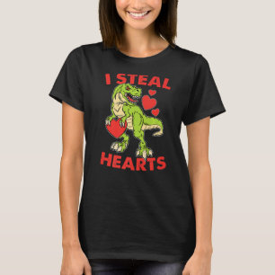I Steal Hearts Valentines Day Cute Dinosaur T-Rex T-Shirt
