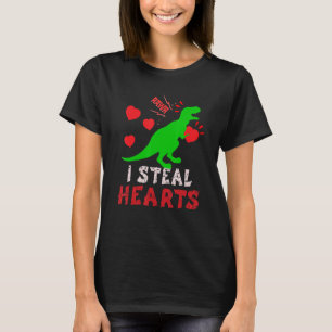 I Steal Hearts Valentines Day Dinosaur Boys Men Lo T-Shirt