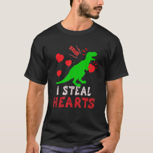 I Steal Hearts Valentines Day Dinosaur Boys Men Lo T-Shirt