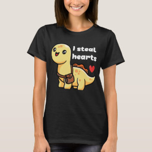 I Steal Hearts Valentine's Day Dinosaur T-Shirt