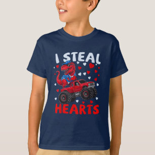 I Steal Hearts Valentines Day Dinosaur T-Shirt