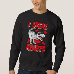 I Steal Hearts  Valentine's Day Kids Dino Rex Boy Sweatshirt