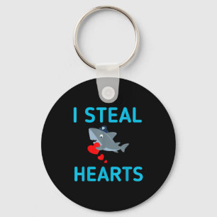 I Steal Hearts Valentines Day Shark Key Ring