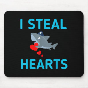 I Steal Hearts Valentines Day Shark Mouse Mat