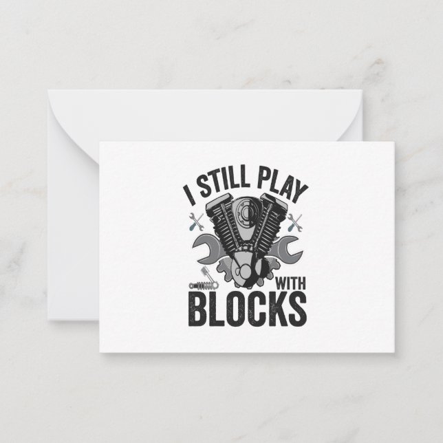 I Still Play With Blocks Funny Cat Mechanic Engine Card (Front)
