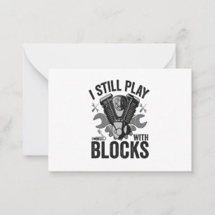 I Still Play With Blocks Funny Cat Mechanic Engine Card