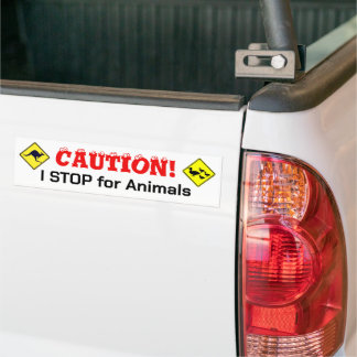 I STOP for Animals Bumper Sticker