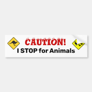 I STOP for Animals Bumper Sticker