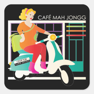 I Stop for Mah Jongg Scooter Square Sticker