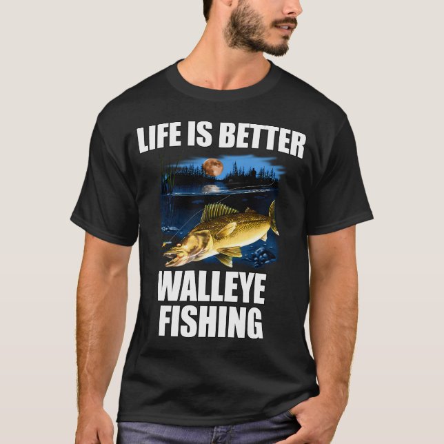 I stress when I don't fish enough fishing puns T-Shirt (Front)