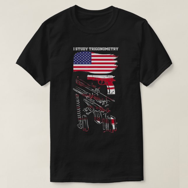I Study Triggernometry USA American Flag 2nd Amend T-Shirt (Design Front)