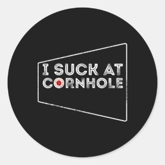 I Suck At Cornhole Mum Cornhole Dad Cornhole Corn Classic Round Sticker