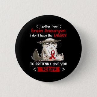 I Suffer From Brain Aneurysm Awareness Fun Cat  6 Cm Round Badge