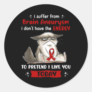 I Suffer From Brain Aneurysm Awareness Fun Cat Classic Round Sticker