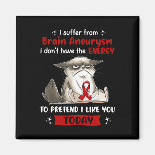 I Suffer From Brain Aneurysm Awareness Fun Cat Magnet