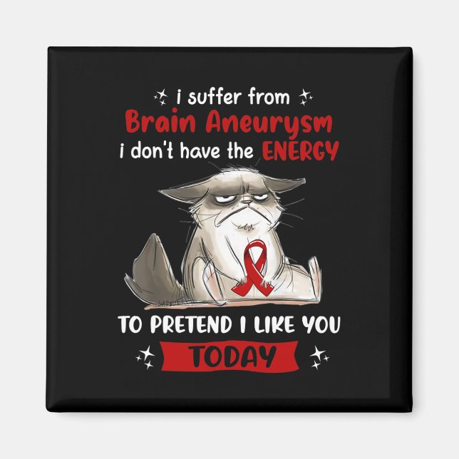 I Suffer From Brain Aneurysm Awareness Fun Cat  Magnet (Front)