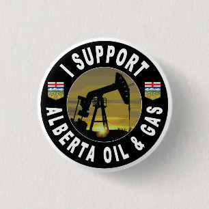I Support Alberta Oil & Gas 3 Cm Round Badge