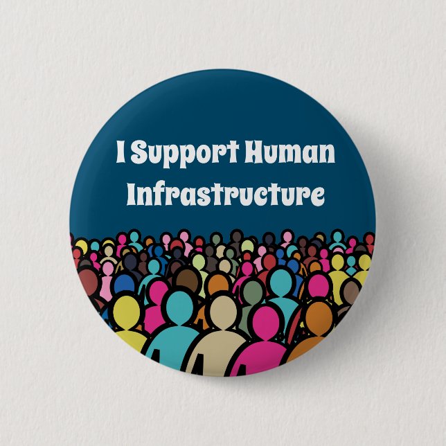 I Support Human Infrastructure 6 Cm Round Badge (Front)