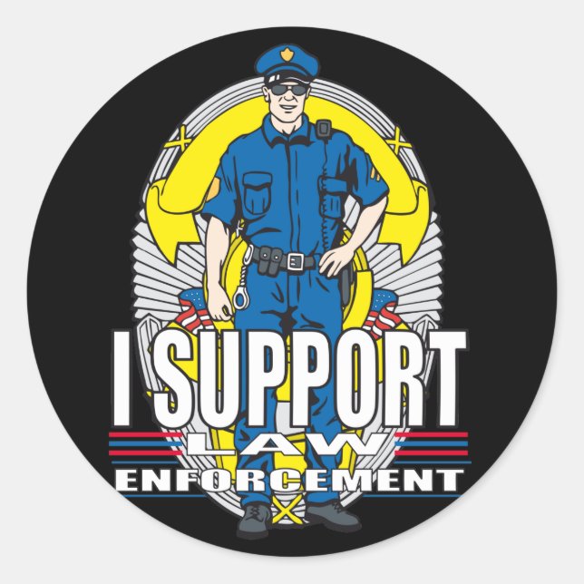 I Support Law Enforcement Classic Round Sticker (Front)
