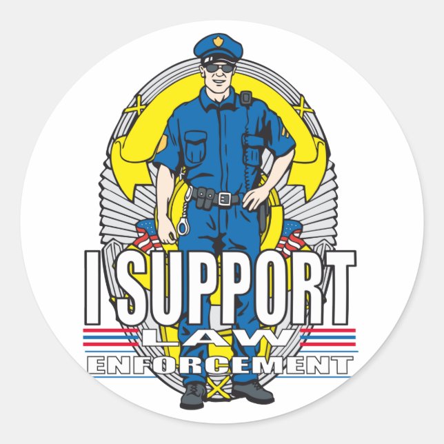 I Support Law Enforcement Classic Round Sticker (Front)